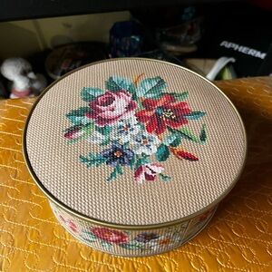 Vintage floral cookie tin